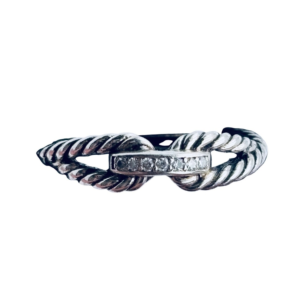 David Yurman Cable Loop Ring sz 8 Diamonds Sterling Silver Diamonds Size 8.5